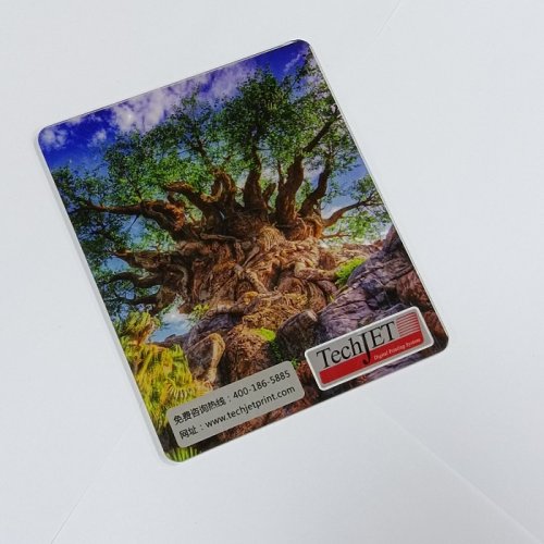 Customized printed aluminum nameplate with engraved logo