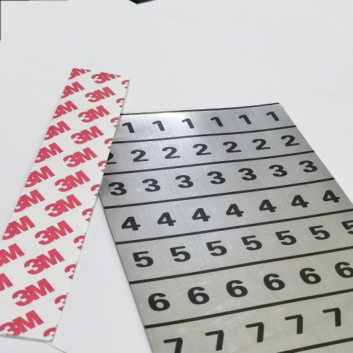 Custom metal anodizing logo brushed aluminium label 3M adhesive stamping sticker brushed plate metal gold silver label