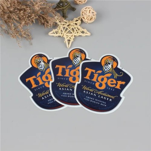 Custom wine bottle logo labels embossed aluminum gold metal stickers