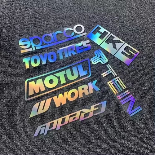 Customize Adhesive Logo Design Holographic RainBow Sticker With Transparent Back Paper In Rolls Or On Flat Sheet Finished