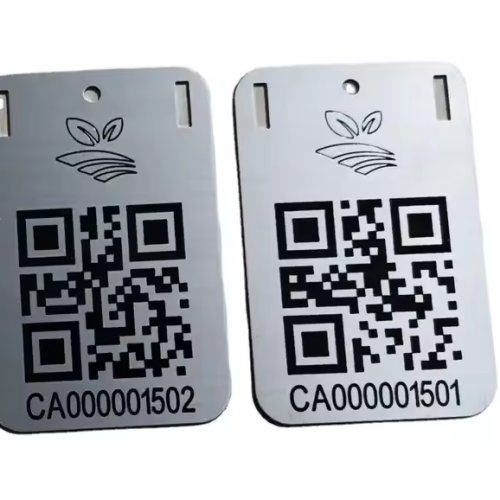 Custom Metal Black QR Number Sticker Laser Engraved Unique QR Code Aluminium Labels Stickers